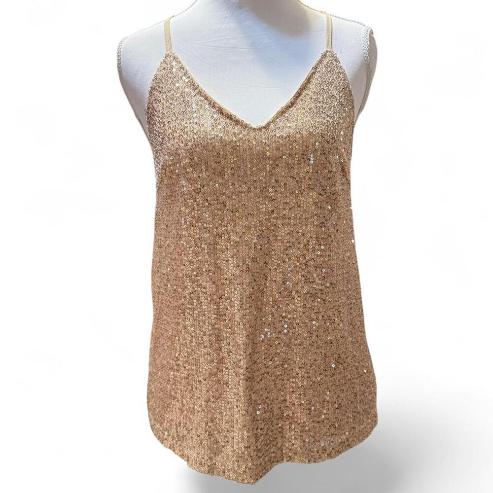 Champagne Sequin Racerback Tank Top Size Small